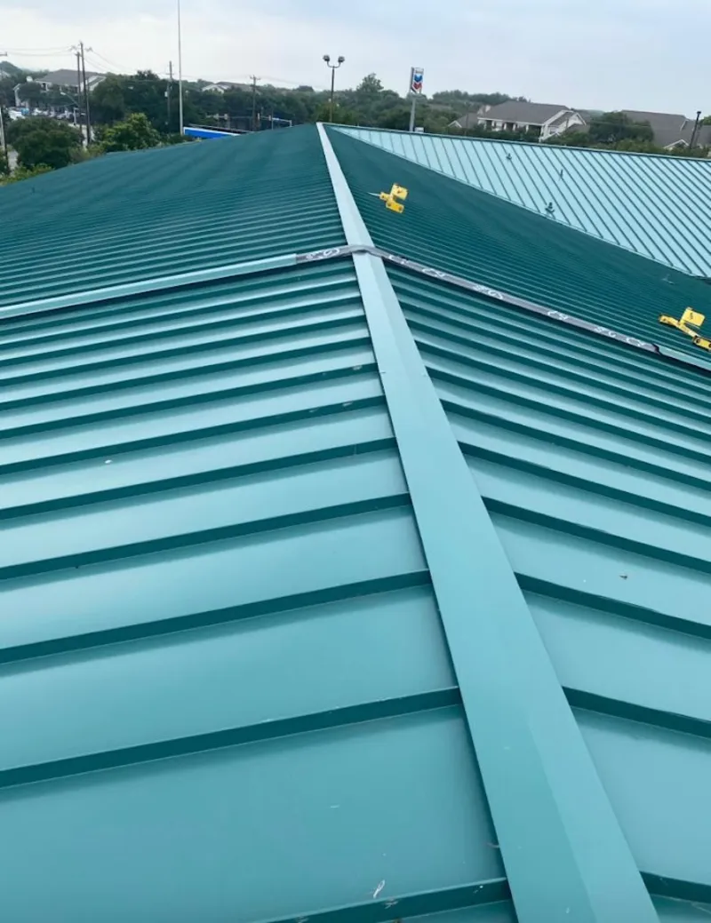 Green commercial metal roof ridge and valley for Metal Roof Repair in Hoosick